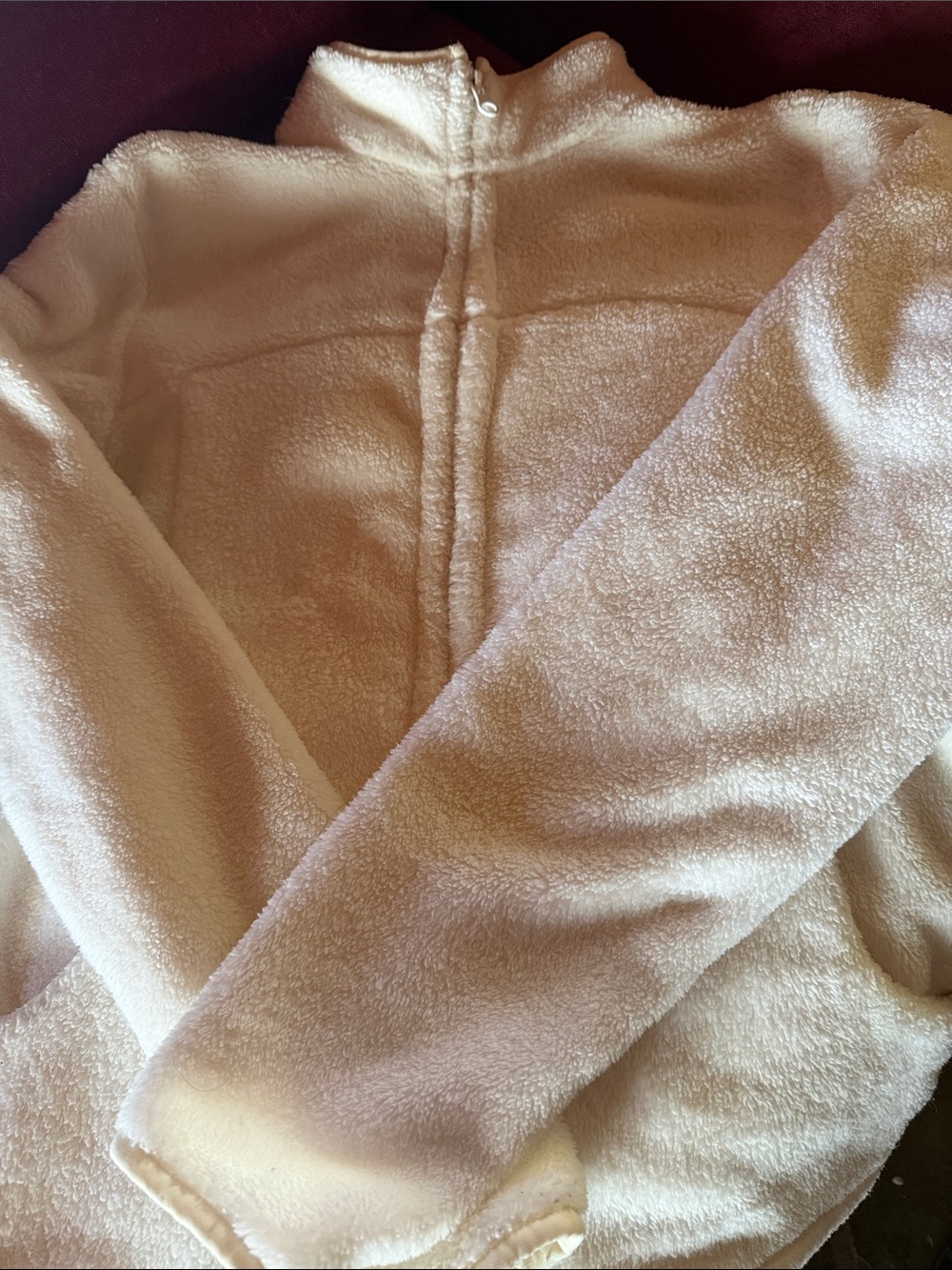 LANDS END Cozy Cream Full-Zip Women's Fleece Sweater